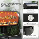 Barrel Charcoal BBQ Smoker, Barbecue with 420 sq.in. Cooking Area, Wheels