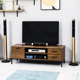 Meuble TV pour téléviseur jusqu'à 50 pouces, Meuble TV avec porte, rangement ouvert et tiroirs, Table TV avec pieds en acier