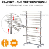 4 Layers Folding Laundry Rack Stand Dryer Storage Towel Rack Rolling