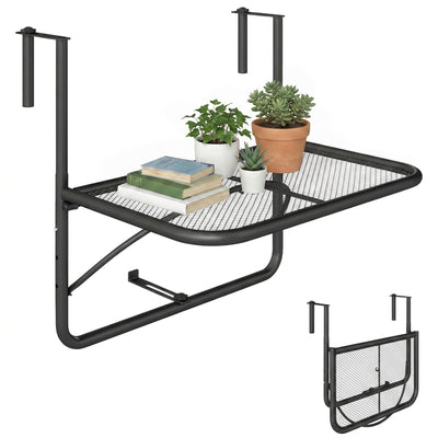 Adjustable Balcony Hanging Railing Table, Metal Mounting Mini Wall Desk Storage Rack