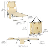 Folding Outdoor Lounge Chair, 5-Level Tanning Chair with Face Hole