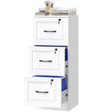 3 Drawer File Cabinet with Lock, Vertical Filing Cabinet with Adjustable Hanging Bars for A4 and Letter Size