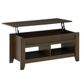 Lift Top Coffee Table with Hidden Storage Compartment and Open Shelves