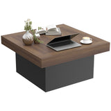 Square Coffee Table with 16-Colour LED Lights, 35-inch Modern Center Table for Living Room