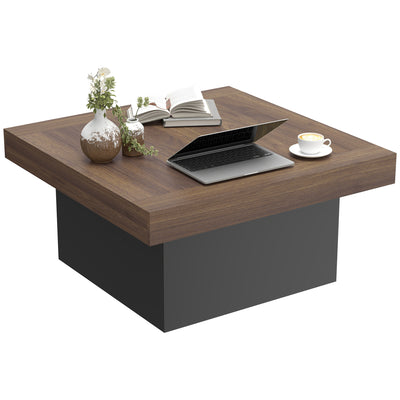 Square Coffee Table with 16-Colour LED Lights, 35-inch Modern Center Table for Living Room