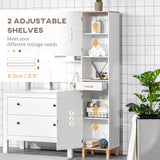 Bathroom Storage Cabinet with Cupboards and Drawer, Floor Free Standing Linen Tower, Tall Slim Side Organizer Shelves