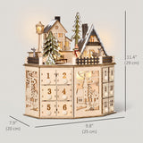 Wooden Christmas Advent Calendar, Lighted 24 Days Countdown to Christmas Table Decoration with Drawers for Kids and Adults