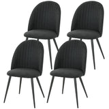 Set of 4 Modern Dining Chairs, Velvet Upholstered Kitchen Chairs with Steel Legs for Living Room