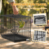 Bird Cage Portable w/ Slide-Out Tray Travel Cage for Parakeets w/ Perch & Food Bowls
