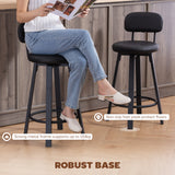 Bar Stools Set of 2, Upholstered Breakfast Bar Chairs with Footrest and Backrest for Kitchen Counter