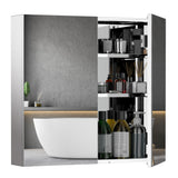 Wall Mounted Mirror Cabinet, 2 Doors and 3-tier Shelving