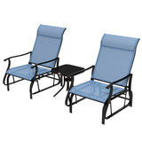 Ensemble de 3 chaises berçantes glissantes et table à thé bistro