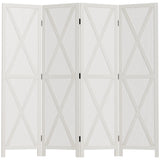 Paravent mural 4 panneaux style fermette avec conception repliable cadre en bois 5,6 pi