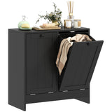 Tilt-Out Laundry Storage Cabinet, Modern Laundry Hamper with 2 Compartments for Bathroom Washroom