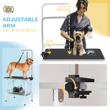 Table de toilettage pour chien avec bras réglable, plateau à mailles, 35