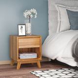 Bedside Table for Bedroom, Nightstand with Drawer and Shelf