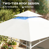 10' x 10' Patio Gazebo, Double Roof Outdoor Gazebo Canopy Shelter with Storage, Metal Frame