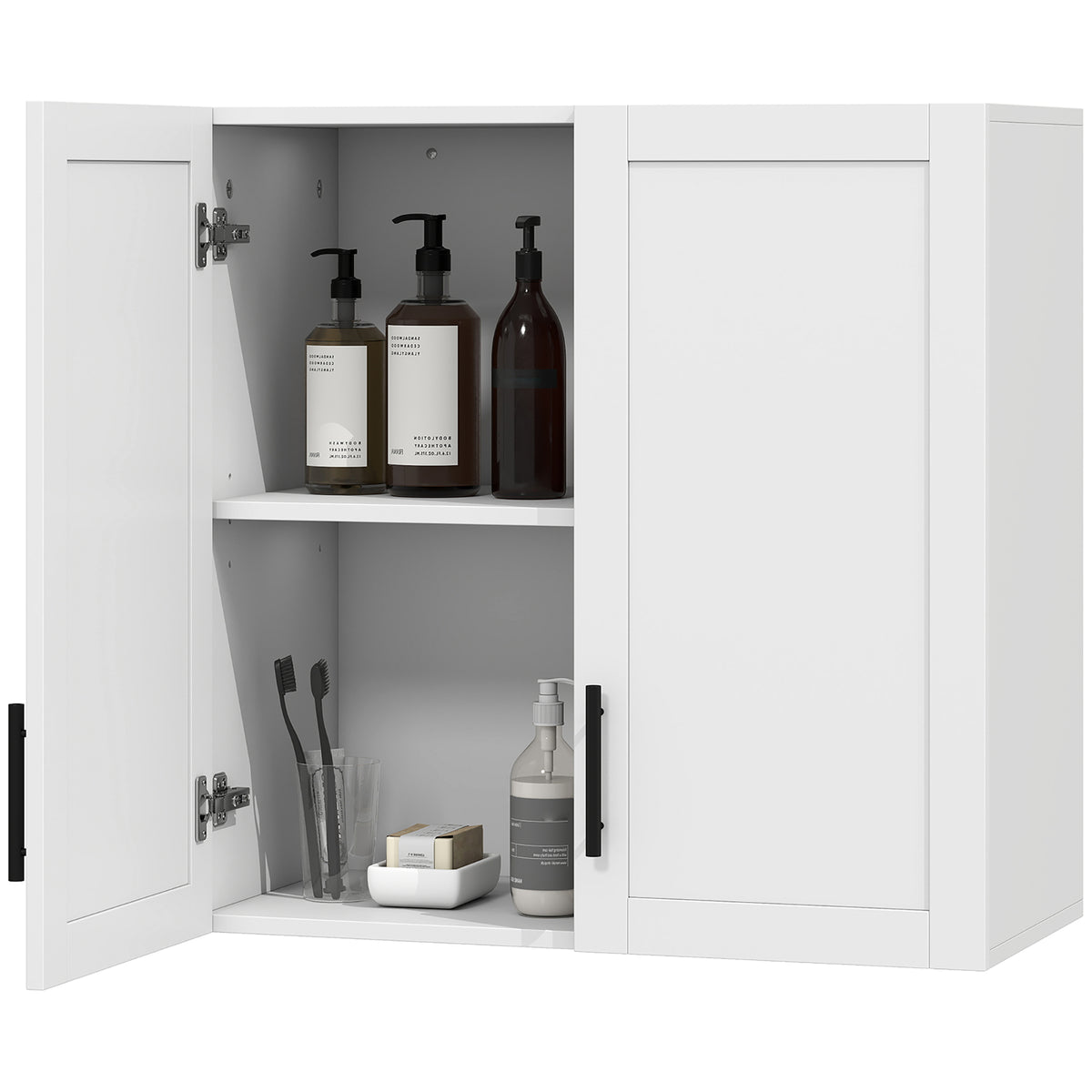 Simple Medicine Cabinet Wall Mounted, Bathroom Wall Cabinet with 2 Doors and Adjustable Shelf Storage