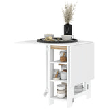 Folding Dining Table with Storage, Drop Leaf Kitchen Table for Small Spaces