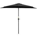 9ft Half Round Umbrella Outdoor Patio Garden Balcony Parasol Window Sun Shade w/ 5 Ribs
