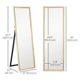 Floor Standing Mirror, Leaning or Wall Mirror with Frame for Bedroom
