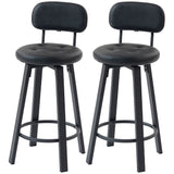 Bar Stools Set of 2, Upholstered Breakfast Bar Chairs with Footrest and Backrest for Kitchen Counter