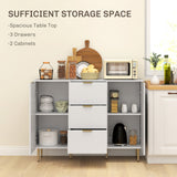 Armoire de Rangement de Cuisine Moderne, Buffet Bahut avec 3 Tiroirs et Étagères Ajustables pour Cuisine Couloir