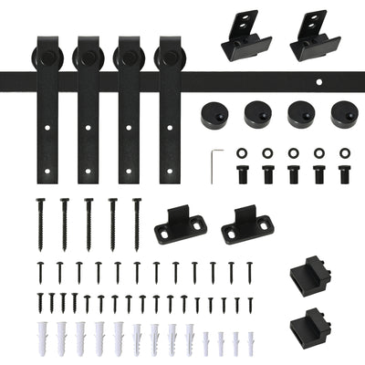 Mini Sliding Barn Door Hardware Kit for Double Doors, TV Stands, Fit 17.7