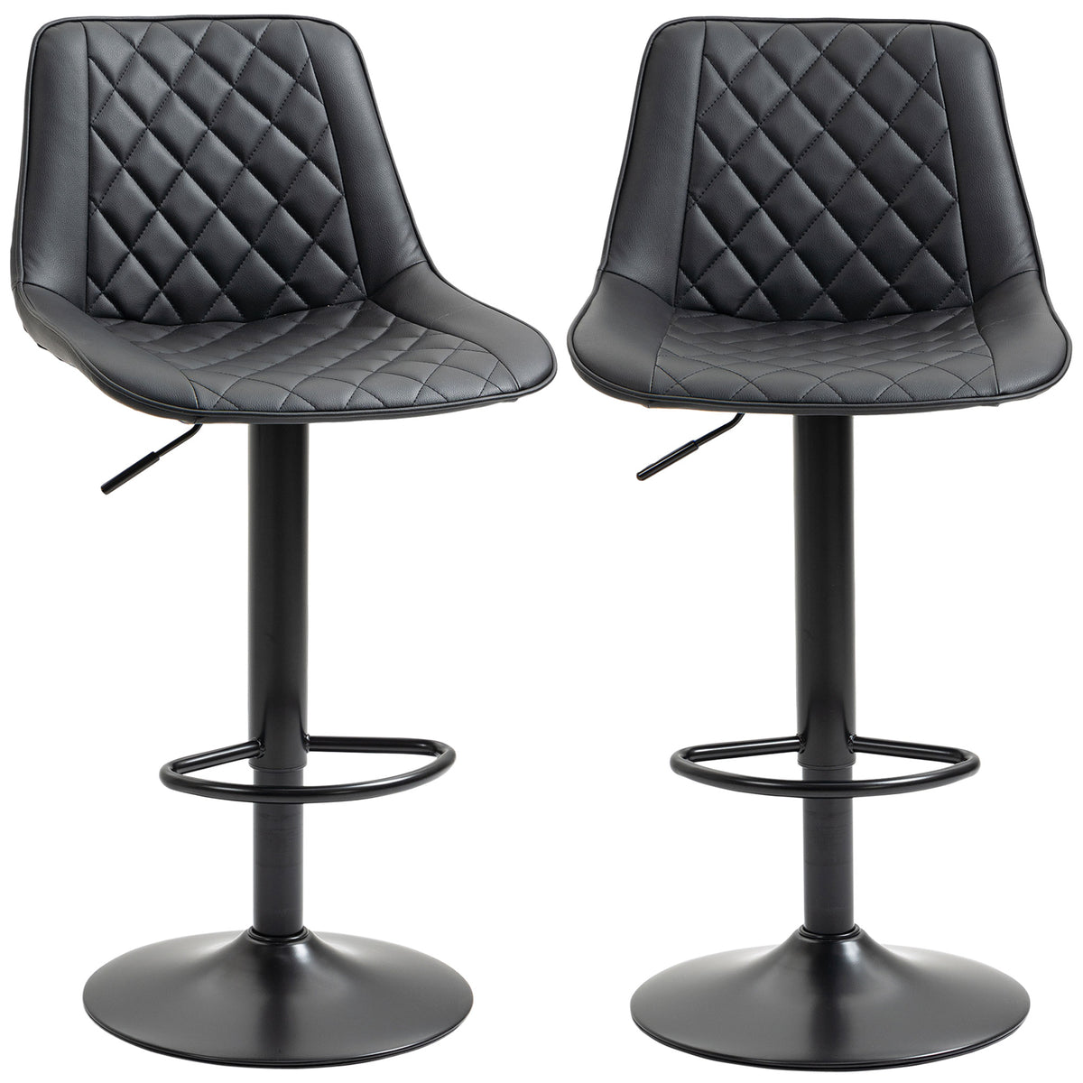 Lot de 2 tabourets de bar pivotants à hauteur de comptoir, avec dossier, repose-pieds et hauteur réglable
