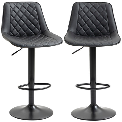 Bar Stools Set of 2, Swivel Counter Height Barstools with Back, Footrest, Adjustable Height
