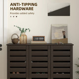 Narrow Shoe Cabinet with Slatted Doors, Adjustable Shelves for 20 Pairs of Shoes