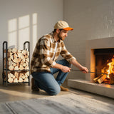 2-Tier Firewood Log Rack with 4 Tools, Fireplace Wood Storage Holder with Shovel