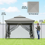 11' x 11' Pop Up Gazebo 2-Tier Soft Top Shelter Event Tent w/ Netting Carry Bag for Patio Backyard Garden
