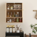 Bathroom Wall Cabinet, Wall-Mounted Medicine Cabinet with Adjustable Shelf, Open Shelf and Marble Effect Top