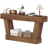 63 Inch Vintage Console Table, Narrow Entryway Table with Open Shelf for Living Room