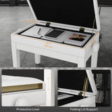 Banc de piano ajustable avec rangement et coussin en simili-cuir PU doux