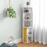5-Tier Corner Bookcase, Storage Bookshelf, Freestanding Display Shelves with Open Compartments and Cabinet for Home Office