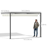 10'x10' Outdoor Pergola Gazebo with Retractable Canopy & Metal Frame & PA Coated Sun Shelter Door Porch Cover
