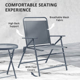 3 Pieces Outdoor Bistro Set, Folding Patio Table and Chairs with Tempered Glass Tabletop for Garden