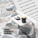 Set of 2 Tanning Chair, 5 Positions Adjustable Outdoor Lounge Chairs with Foldable Side Table