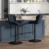 Bar Stool Set of 2 Fabric Adjustable Height Armless Upholstered Counter Chairs with Swivel Seat