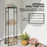 Firewood Rack Outdoor, Heavy Duty Log Holder with Adjustable Shelf for Fireplace, Indoor Outdoor Fire Wood Storage Rack
