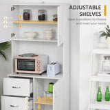 Buffet de cuisine autoportant avec vaisselier, organisateur de rangement avec 2 armoires à portes, 3 tiroirs et comptoir ouvert, étagère réglable pour garde-manger de salle à manger