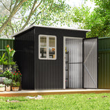7' x 4' Galvanised Steel Outdoor Storage Shed, Lockable Wide Door and Air Vents