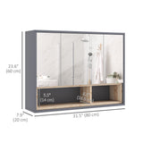 Wall Mounted Bathroom Medicine Cabinet with Mirror and Shelves