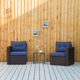 Ensemble mobilier patio 2 pièces, causeuse d'angle sofa coin rotin extérieur combinaison libre PE, avec accoudoirs courbés et coussin rembourré pour balcon