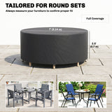Heavy Duty Outdoor Patio Furniture Cover, Waterproof Round Table Cover for Weather Protection 84.3