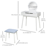 Makeup Vanity Desk with Round Mirror and 2 Drawers