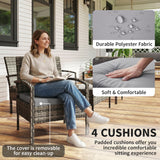 Ensemble de mobilier de patio 4 pièces avec causeuse, deux fauteuils et table à café
