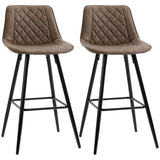 Lot de 2 chaises de bar de hauteur comptoir en cuir PU, tabourets de bar de 70,5 cm avec pieds en métal pour salle à manger